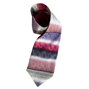 Robert Daskal Hand Painted Silk Tie Abstract  Artistic Necktie Pink Purple 60"